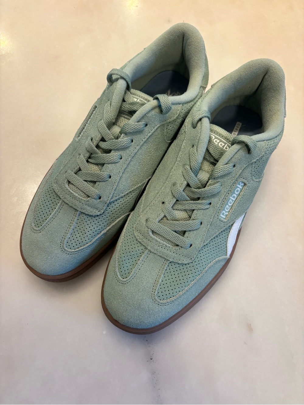 Reebok Sage Green Suede Sneakers with Gum Sole Women’s Size 8.5